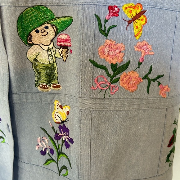 Vintage Embroidered Blue Button Down Shirt - Picture 5 of 15